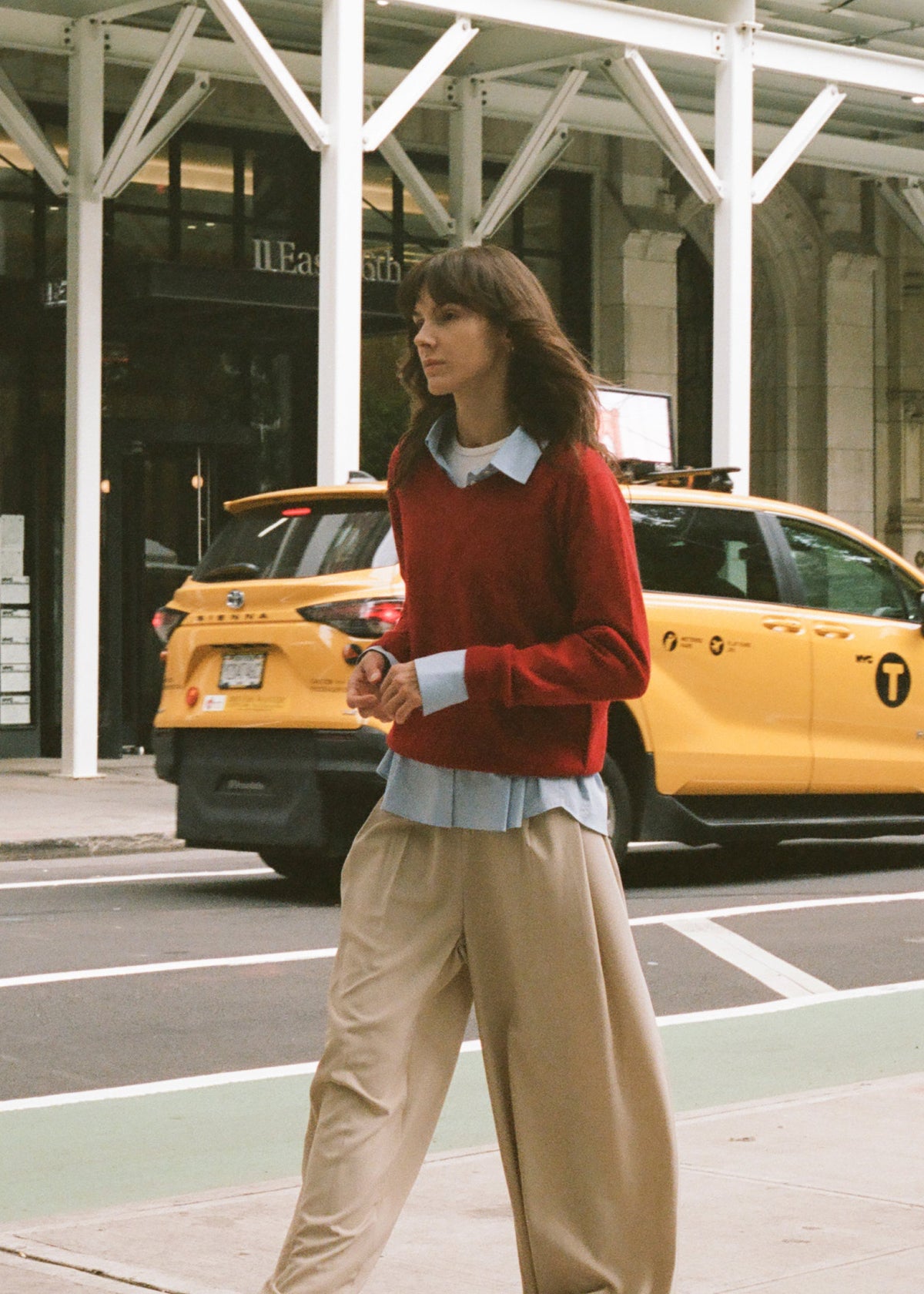 Lumi V Neck Wool Sweater in Red