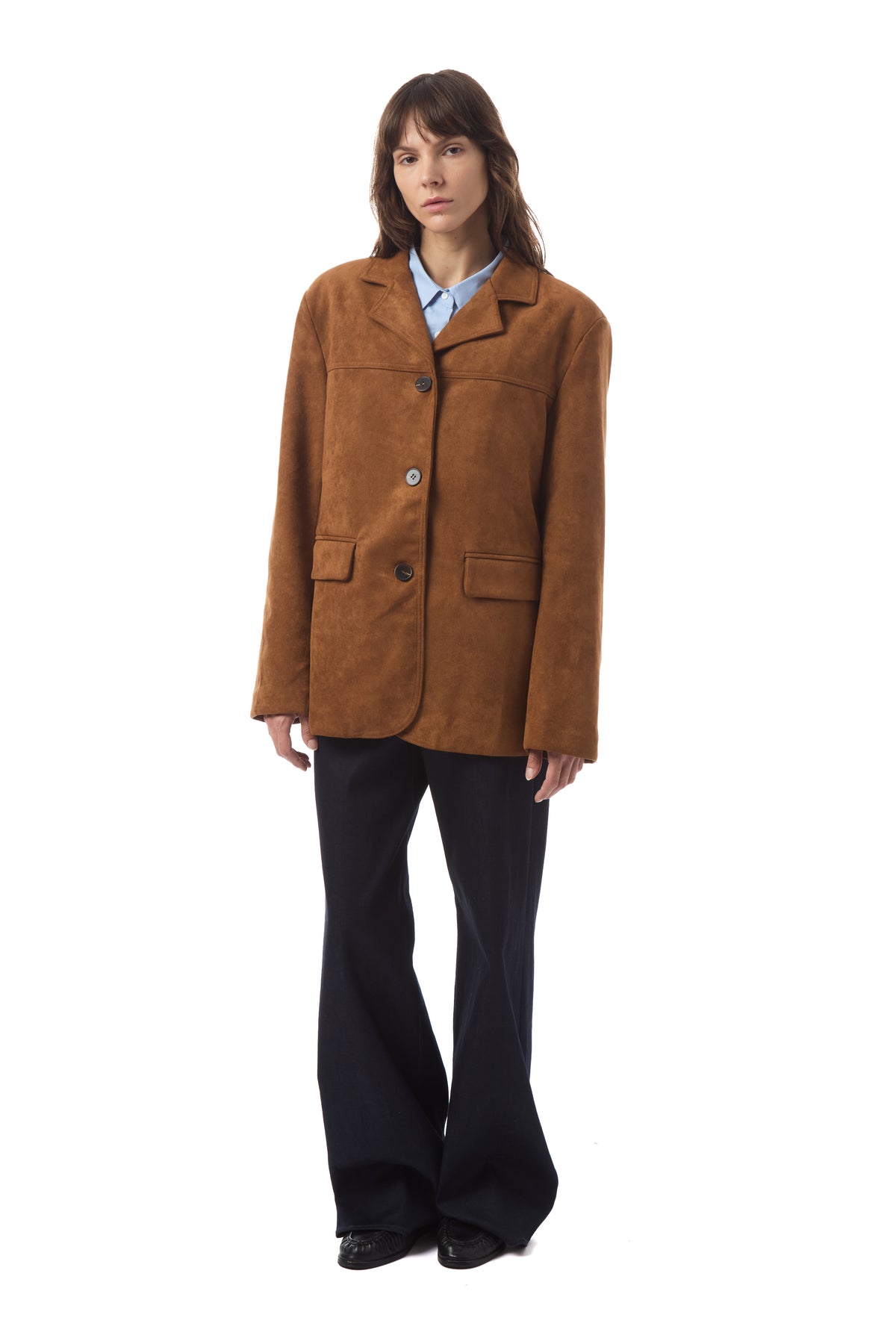 Mara Faux Suede Blazer in Camel