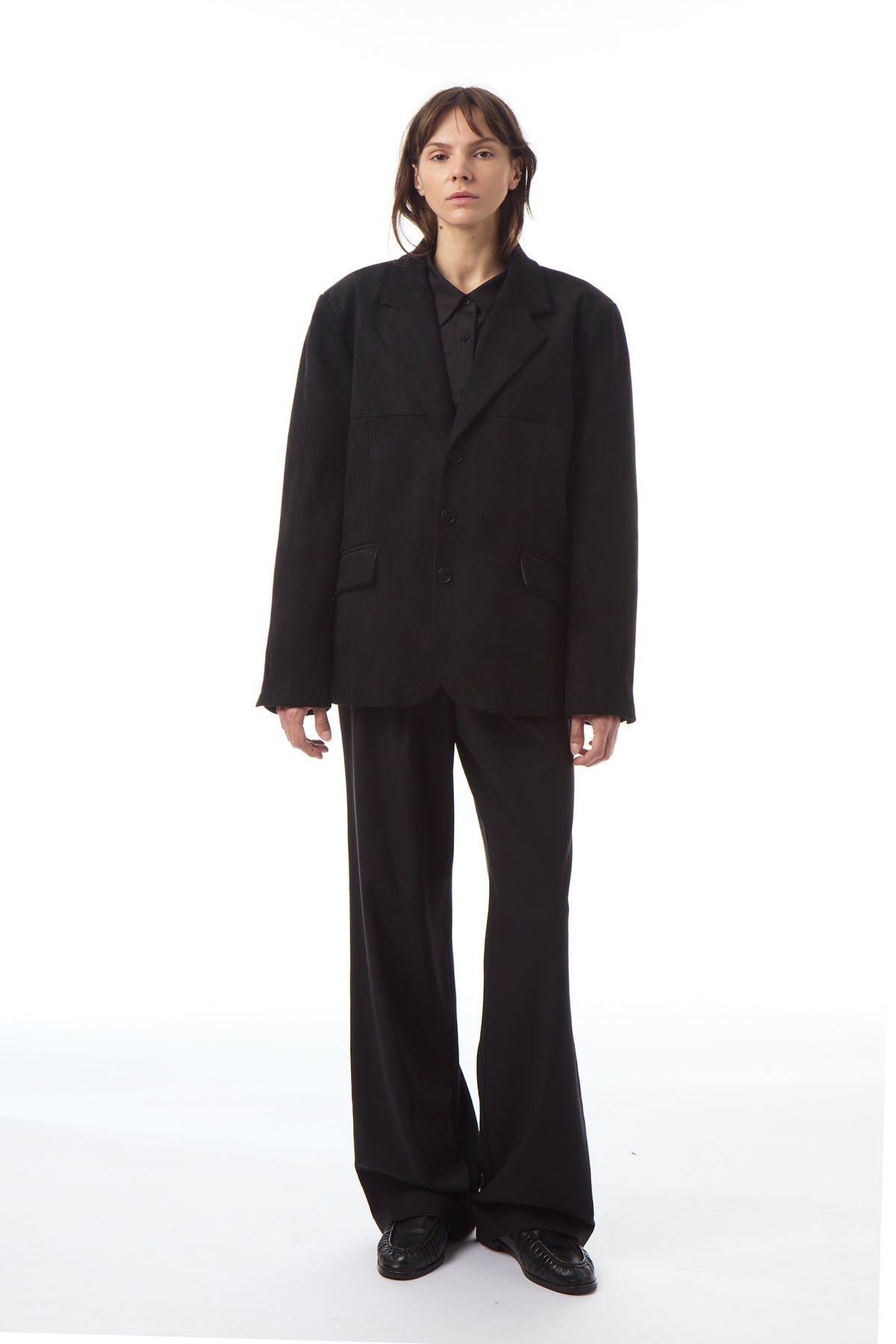 Maren Faux Suede Blazer in Black