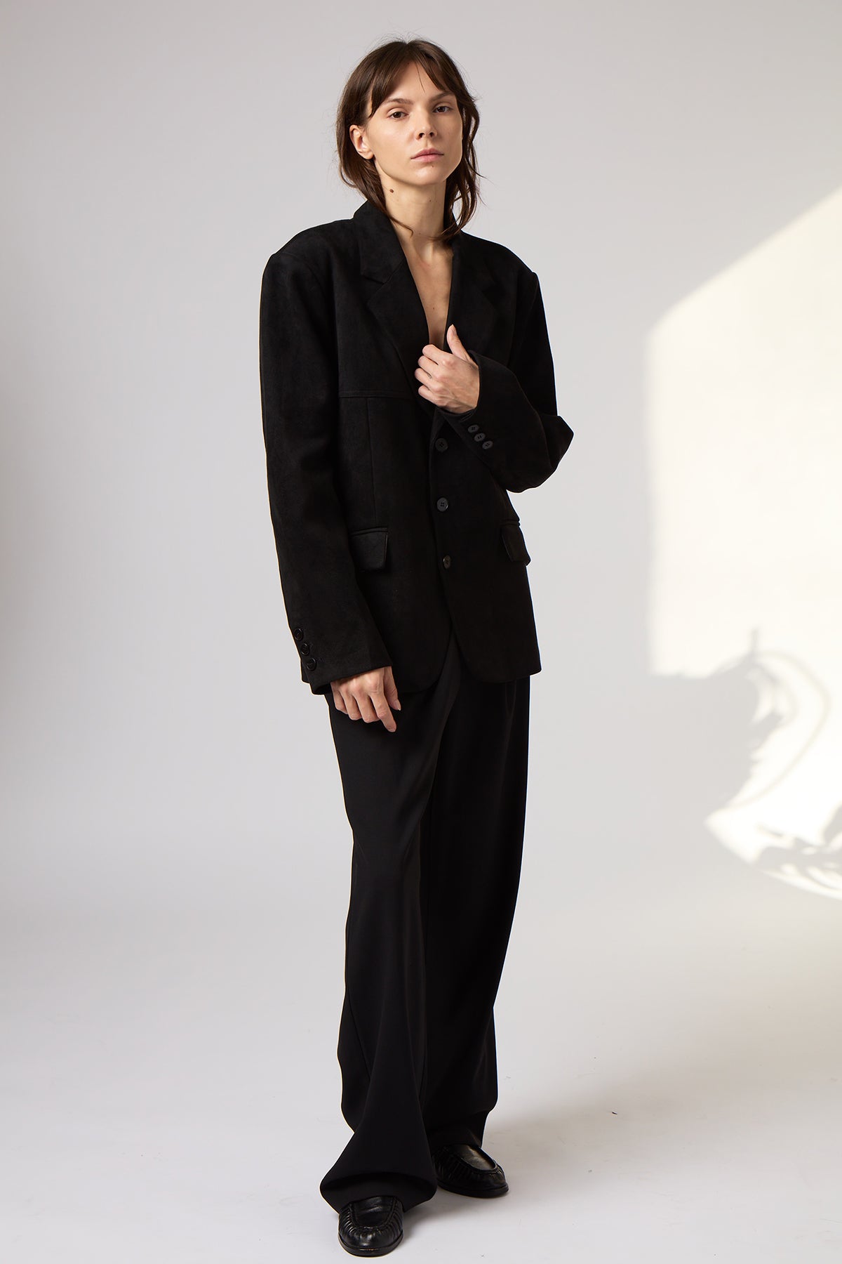 Maren Faux Suede Blazer in Black