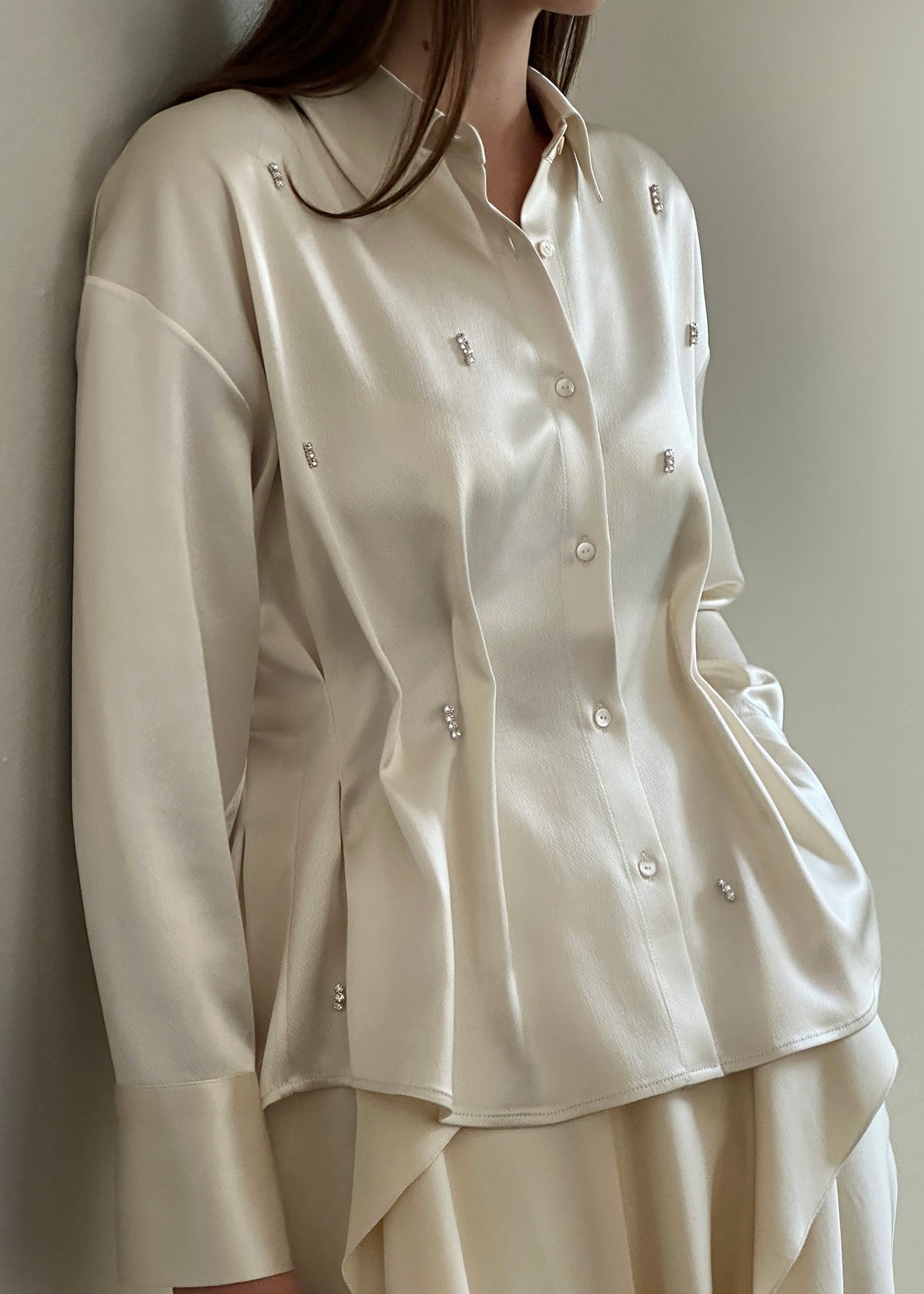 Satin Sora Shirt with Crystals