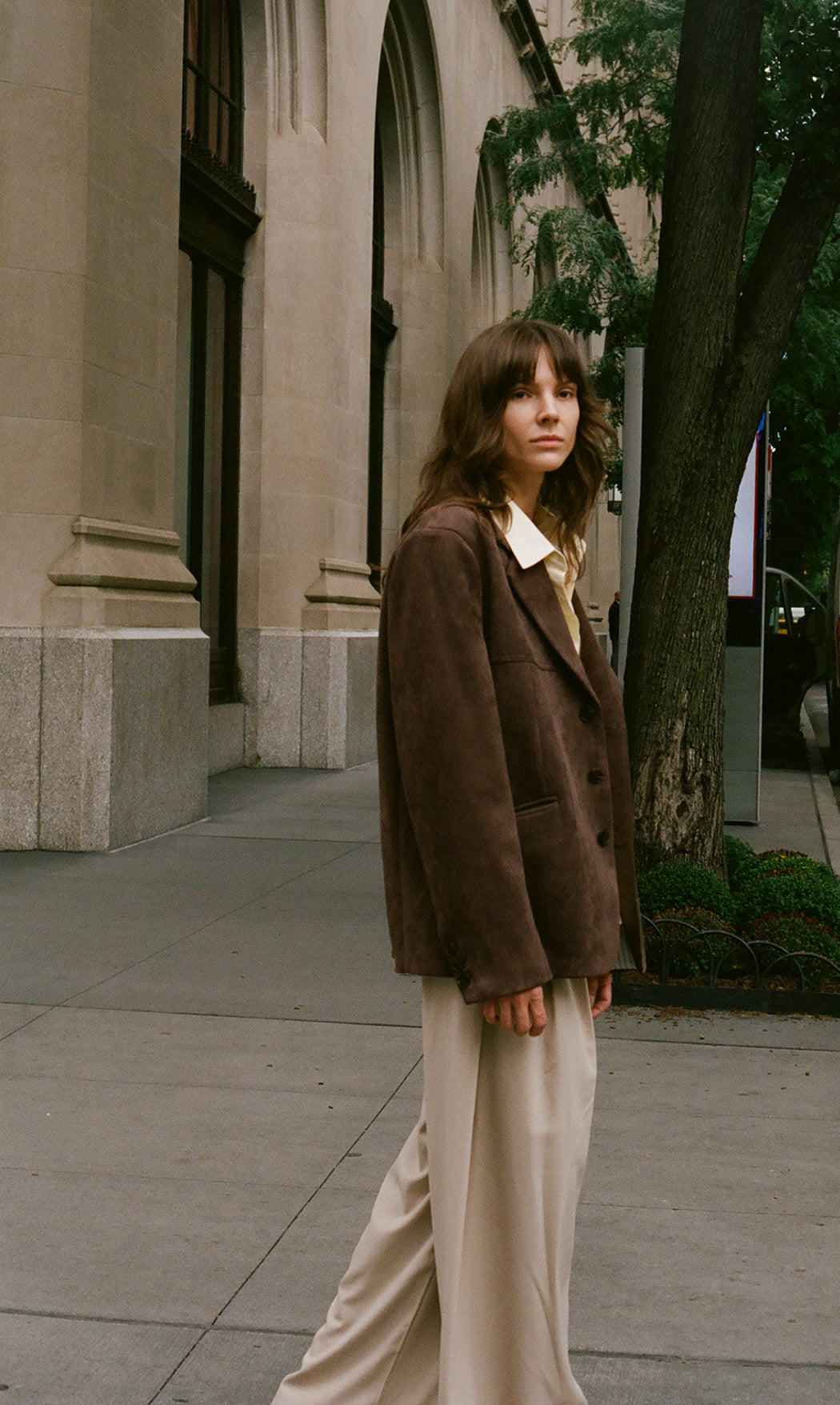 Maren Faux Suede Blazer in Brown