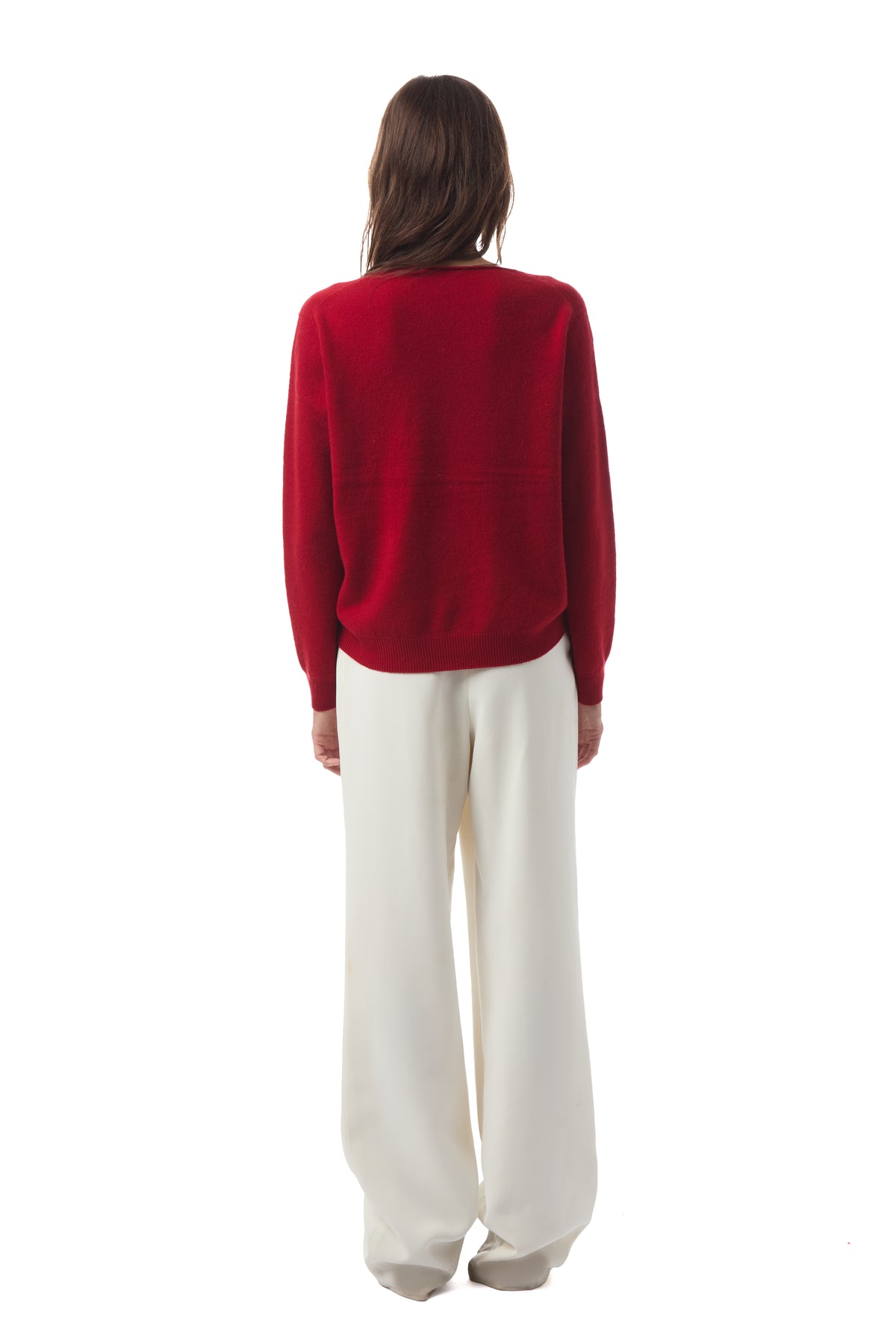 Lumi V Neck Wool Sweater in Red