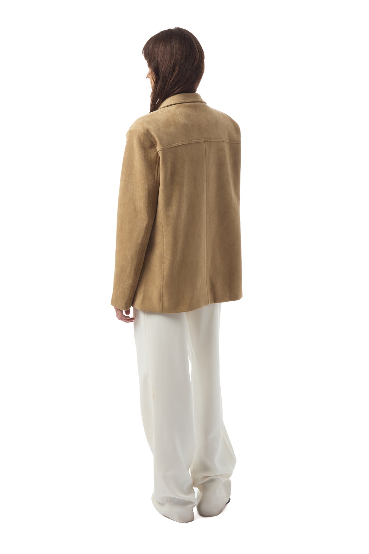 Mara Faux Suede Blazer in Beige