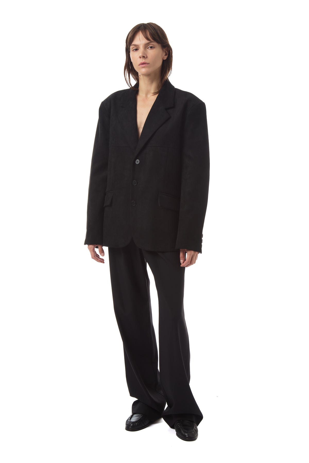 Maren Faux Suede Blazer in Black